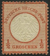 Dt. Reich 3 *, 1872, 1/2 Gr. Ziegelrot, Falzreste, Obere Rechte Ecke Fehlend, Feinst, Mi. 1400.- - Gebraucht