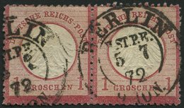 Dt. Reich 4 Paar O, 1872, 1 Gr. Rotkarmin Im Waagerechten Paar, K2 BERLIN H.ST.P.E. (Hofpostamt!), Normale Zähnung, Prac - Gebraucht
