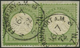 Dt. Reich 7 Paar BrfStk, 1872, 1 Kr. Gelblichgrün Im Waagerechten Paar, K1 FRANKFURT A.M., Prachtbriefstück, Fotobefund  - Used Stamps