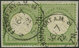 Dt. Reich 7 Paar BrfStk, 1872, 1 Kr. Gelblichgrün Im Waagerechten Paar, K1 FRANKFURT A.M., Prachtbriefstück, Fotobefund  - Usati