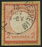 Dt. Reich 8 BrfStk, 1872, 2 Kr. Rötlichorange Auf Knappem Briefstück, K1 TAUBERBISCHOFSHEIM, Pracht, Signiert, Mi. 400.- - Oblitérés