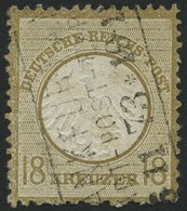 Dt. Reich 11 O, 1872, 18 Kr. Ockerbraun, Rauhe Zähnung, Feinst, Mi. 500.- - Gebruikt