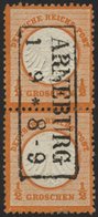 Dt. Reich 14 Paar O, 1872, 1/2 Gr. Orange Im Senkrechten Paar, Idealer R2 ARNEBURG, Pracht - Usati