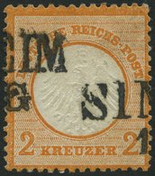 Dt. Reich 15 O, 1872, 2 Kr. Orange, Badischer L2 SINSHEIM!, Pracht, Signiert, Mi. 250.- - Usados