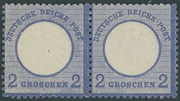 Dt. Reich 20 Paar **,* , 1872, 2 Gr. Ultramarin, Kleine Marke (L 15) Im Waagerechten Paar, Linke Marke Mit Plattenfehler - Usati