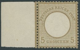 Dt. Reich 22 **, 1872, 5 Gr. Schwärzlichocker, Postfrisch, Mit Breitem Linken Bogenrand (dort Falzrest), Gepr. Hennies M - Gebruikt