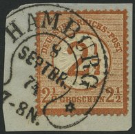 Dt. Reich 29 BrfStk, 1874, 21/2 Auf 21/2 Gr. Braunorange, Hufeisenstempel HAMBURG (Spalink 17-9), Prachtbriefstück, Foto - Used Stamps