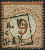 Dt. Reich 30 O, 1874, 9 Auf 9 Kr. Braunorange, Bugspur Sonst Pracht, Mi. 600.- - Gebraucht
