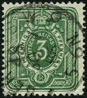 Dt. Reich 39aa O, 1884, 3 Pf. Dunkelgrün, Eckbug Sonst Pracht, Gepr. Zenker, Mi. 100.- - Gebruikt