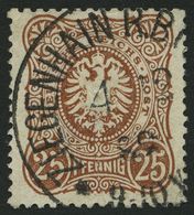 Dt. Reich 43a PF IV O, 1880, 25 Pf. Braun Mit Plattenfehler Erstes N In Pfennig Durchbrochen, Helle Stelle Sonst Pracht, - Used Stamps