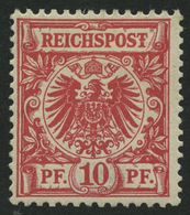 Dt. Reich 47I *, 1889, 10 Pf. Karmin Mit Plattenfehler T Von Reichspost Mit Querbalken, Falzrest, Pracht, Mi. 100.- - Other & Unclassified