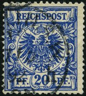 Dt. Reich 48ba O, 1892, 20 Pf. Schwarzblau, Bugspur Sonst üblich Gezähnt Pracht, Gepr. Zenker, Mi. 90.- - Andere & Zonder Classificatie