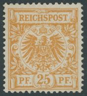 Dt. Reich 49a *, 1889, 25 Pf. Gelborange, Falzrest, Pracht, Fotobefund Jäschke-L., Mi. 240.- - Other & Unclassified