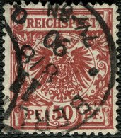 Dt. Reich 50ab O, 1889, 50 Pf. Dunkelfeuerrot, Pracht, Kurzbefund Wiegand, Mi. 280.- - Altri & Non Classificati