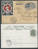 Dt. Reich 53,55 BRIEF, 1901, 2 Und 5 Pf. Reichspost Auf Farbiger Ansichtskarte Internationale Ausstellung Für Feuerschut - Sonstige & Ohne Zuordnung