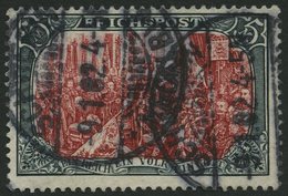 Dt. Reich 66II O, 1900, 5 M. Reichspost, Type II, Stempel SCHWERIN, Pracht, Fotoattest Jäschke-L., Mi. 500.- - Sonstige & Ohne Zuordnung