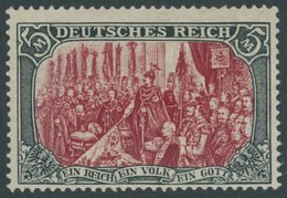 Dt. Reich 81Ab *, 1902, 5 M. Grünschwarz/dunkelkarmin, Karmin Quarzend, Gezähnt A, Ohne Wz., Falzreste, Pracht, Mi. 350. - Otros & Sin Clasificación