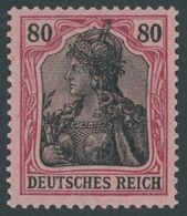 Dt. Reich 93I **, 1905, 80 Pf. Dunkelrötlichkarmin/schwarz Auf Mattrosarot Friedensdruck, Postfrisch, Feinst (etwas Well - Other & Unclassified
