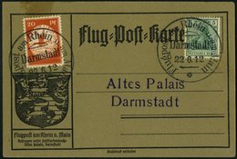 Dt. Reich II BRIEF, 1912, 20 Pf. Flugpost Am Rhein- Und Main Auf Karte Mit Sonderstempel Darmstadt, Pracht - Andere & Zonder Classificatie