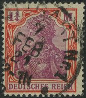 Dt. Reich 151Y O, 1920, 11/4 M. Orangerot/dunkelkarminlila, Wz. Kreuzblüten, Zähnung Zweiseitig Korrigiert Sonst Pracht, - Gebraucht