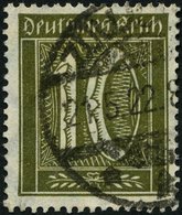 Dt. Reich 178 O, 1922, 10 Pf. Braunoliv, Wz. 2, Pracht, Gepr. Bechtold, Mi. 240.- - Gebruikt
