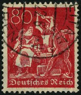 Dt. Reich 186 O, 1922, 80 Pf. Rosarot, Wz. 2, Pracht, Gepr. Peschl, Mi. 75.- - Usados