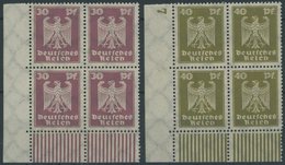 Dt. Reich 359/60 VB **, 1924, 30 Und 40 Pf. Reichsadler, Walzendruck, In Linken Unteren Eckrandviererblocks, Postfrisch, - Other & Unclassified