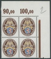Dt. Reich 401X VB **, 1926, 50 Pf. Nothilfe, Wz. Stehend, Im Viererblock Aus Der Rechten Oberen Bogenecke, Postfrisch, P - Other & Unclassified