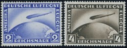 Dt. Reich 423/4 **, 1928, Graf Zeppelin, Normale Zähnung, Postfrisch, Pracht, Gepr. Schlegel, Mi. 450.- - Other & Unclassified