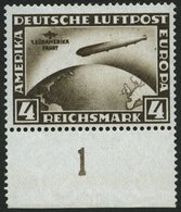 Dt. Reich 439X **, 1930, 4 RM Südamerikafahrt, Wz. Stehend, Unterrandstück, Pracht, Fotoattest Dr. Oechsner, Mi. 1800.- - Andere & Zonder Classificatie