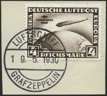 Dt. Reich 439X BrfStk, 1930, 4 RM Südamerikafahrt, Wz. Stehend, Prachtbriefstück, Mi. (400.-) - Other & Unclassified