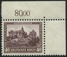 Dt. Reich 478 **, 1932, 40 Pf. Nothilfe, Obere Rechte Bogenecke, Gepr. Dr. Oechsner, Mi. (140.-) - Andere & Zonder Classificatie