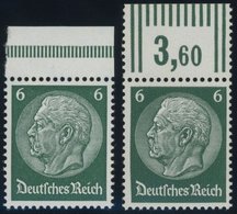 Dt. Reich 484P,W **, 1933, 6 Pf. Hindenburg, Wz. 2, Platten- Und Walzendruck, Postfrisch, 2 Prachtwerte Vom Oberrand, Mi - Andere & Zonder Classificatie