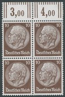 Dt. Reich 486WOR VB **, 1933, 10 Pf. Hindenburg, Wz. 2, Walzendruck, Im Oberrandviererblock, Normale Zähnung, Postfrisch - Andere & Zonder Classificatie