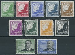 Dt. Reich 529-39x **, 1934, Flugpost, Senkrechte Gummiriffelung, Postfrischer Prachtsatz, Endwert Gepr. Schlegel, Mi. 80 - Other & Unclassified