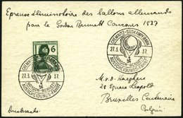 Dt. Reich 644 BRIEF, 1937, 6 Pf. Luftschutz Auf Drucksachenkarte Nach Belgien, Sonderstempel Anlässlich Der Ausscheidung - Andere & Zonder Classificatie