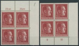 Dt. Reich 664 VB **, 1938, 49. Geburtstag Im Oberen Und Unteren Linken Eckrandviererblock, Postfrisch, Pracht, Mi. (104. - Andere & Zonder Classificatie