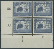 Dt. Reich 669 VB **, 1935, 25 Pf. Graf Zeppelin Im Unteren Linken Eckrandviererblock Mit Form Nr. 1, Postfrisch, Pracht - Altri & Non Classificati