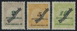 DIENSTMARKEN D 84-86 HT **, 1923, 2 Mrd. M. - 10 Mrd. M., Korbdeckel Gesprungen, Postfrisch, 3 Prachtwerte, Mi. 74.50 - Officials