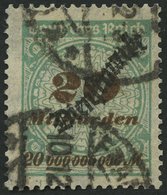 DIENSTMARKEN D 87 O, 1923, 20 Mrd. M. Opalgrün, Pracht, Gepr. Peschl, Mi. 200.- - Servizio