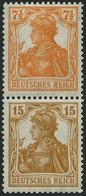 ZUSAMMENDRUCKE S 7aa *, 1916, Germania 71/2 + 15, Falzrest, Pracht, Kurzbefund Fleiner, Mi. 300.- - Zusammendrucke