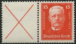 ZUSAMMENDRUCKE W 25 *, 1927, Hindenburgspende X + 15, Falzrest, Unten Heftchenzähnung Sonst Pracht, Mi. 120.- - Se-Tenant