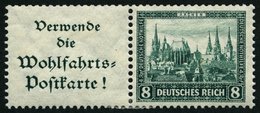ZUSAMMENDRUCKE W 38 *, 1930, Nothilfe A1.3. + 8, Falzreste, Normale Zähnung, Pracht, Mi. 90.- - Se-Tenant