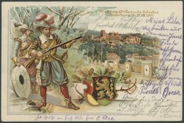 GANZSACHEN PP 15C29/02 BRIEF, Privatpost: 1901, 5 Pf. Germania Schützenfest, Zwei Mittelalterliche Schützen Vor Stadtans - Altri & Non Classificati