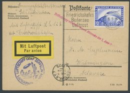 ZEPPELINPOST 26A BRIEF, 1929, Amerikafahrt, Auflieferung Friedrichshafen, Mit Maschinenstempel Linke Fahne, Vezögerungss - Airmail & Zeppelin