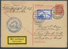 ZEPPELINPOST 26B/27A BRIEF, 1929, Amerikafahrt, Bordpost, Versuchte Und Durchgeführte Amerikafahrt/ Rückfahrt, Frage- Un - Poste Aérienne & Zeppelin