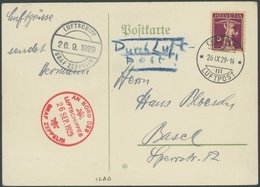 ZEPPELINPOST 35h BRIEF, 1929, 1. Schweizfahrt, Abwurf Bern, Karte Feinst, Nur 124 Belege Befördert! - Airmail & Zeppelin