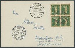 ZEPPELINPOST 39b BRIEF, 1929, 4. Schweizfahrt, Abwurf Luzern, Frankiert Mit 71/2 Rp. Tell Im Viererblock, Prachtbrief - Poste Aérienne & Zeppelin