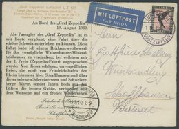 ZEPPELINPOST 79Aa BRIEF, 1930, Schweizfahrt, Bordpost, Ankunftsstempel 19.8.30, Karte Feinst - Luft- Und Zeppelinpost