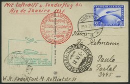 ZEPPELINPOST 124Dc BRIEF, 1931, 1. Südamerikafahrt, Anschlußflug Ab Berlin Bis Rio De Janeiro, Frankiert Mit 2 RM, Karte - Poste Aérienne & Zeppelin